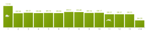 Lap times.  Ignore mile 1, this started before the race did.